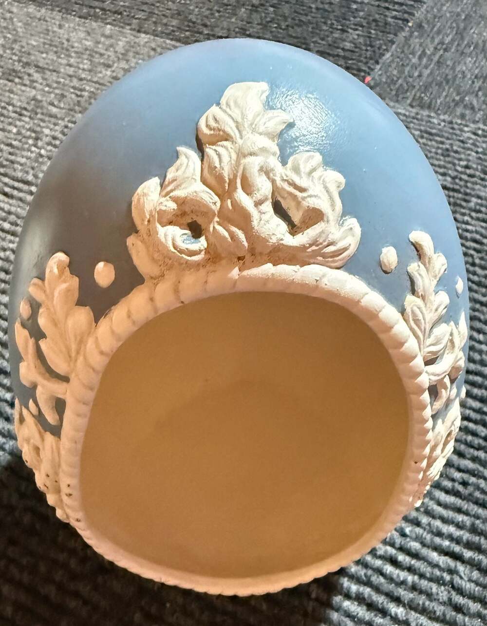 Scioto Blue Jasperware Style Ceramic Egg Planter